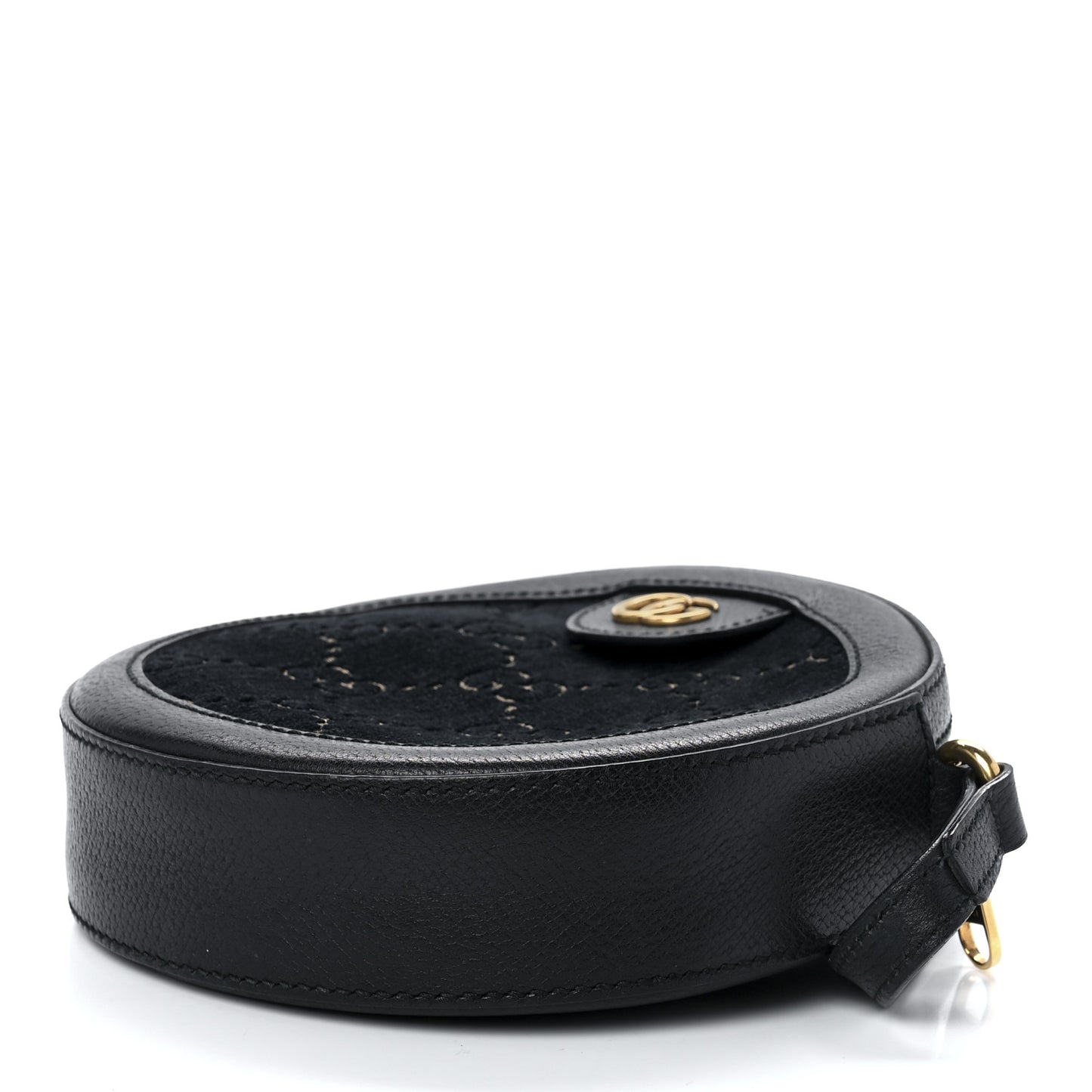 Velvet Calfskin GG Monogram Round Shoulder Bag Blue Beige