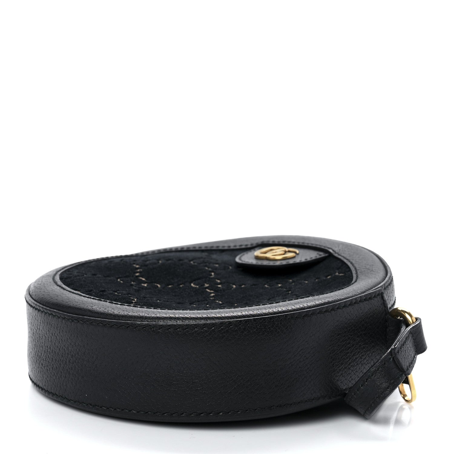 Gucci Velvet Calfskin GG Monogram Round Shoulder Bag Blue Beige 10 of 12