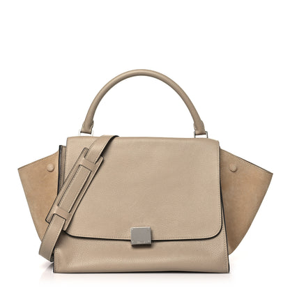 Celine Drummed Calfskin Suede Medium Trapeze Taupe 1 of 10