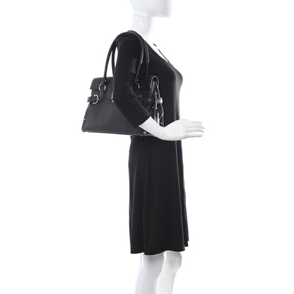 Salvatore Ferragamo Calfskin Gancini Top Handle Satchel Black 2 of 10