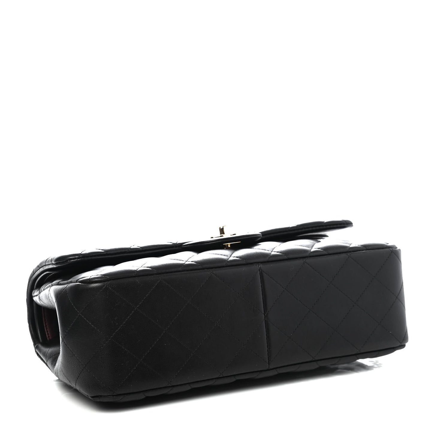 Lambskin Quilted Jumbo Double Flap Black