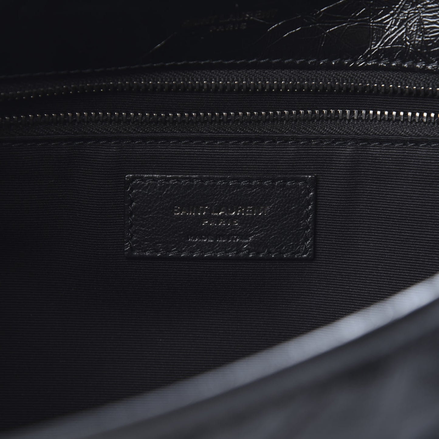 Crinkled Calfskin Matelasse Monogram Large Niki Chain Satchel Black