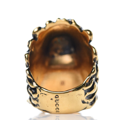 Gucci Metal Swarovski Lion Head Ring 8 Aged Gold Purple 5 of 6