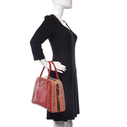 Prada Saffiano Vernice Crystal Pyramid Bag Rosso 2 of 13