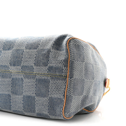 Louis Vuitton Damier Denim 3D Speedy Bandouliere 40 Bleu 8 of 9