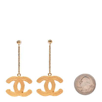 Chanel CC Drop Earrings Matte Gold 2 of 6