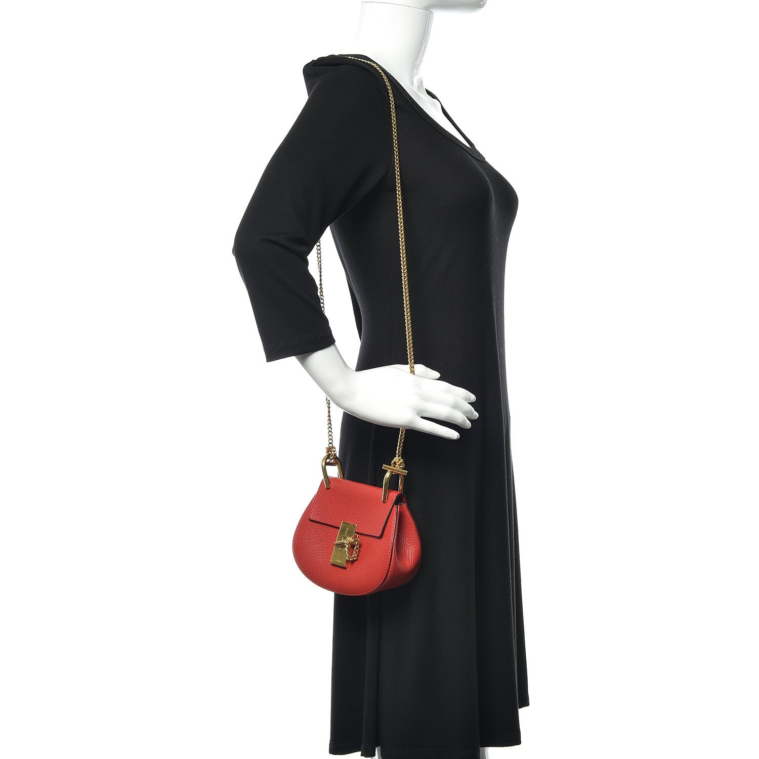 Chloe Grained Lambskin Nano Drew Shoulder Bag Intense Red 2 of 8