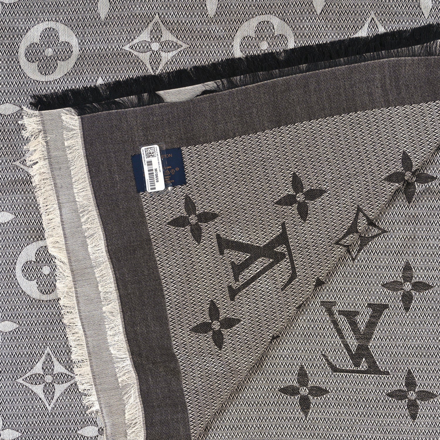 Louis Vuitton Silk Wool Beyond Monogram Shawl Silver 3 of 3