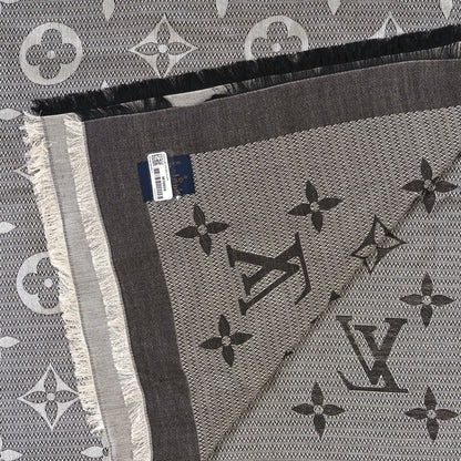 Louis Vuitton Silk Wool Beyond Monogram Shawl Silver 3 of 3