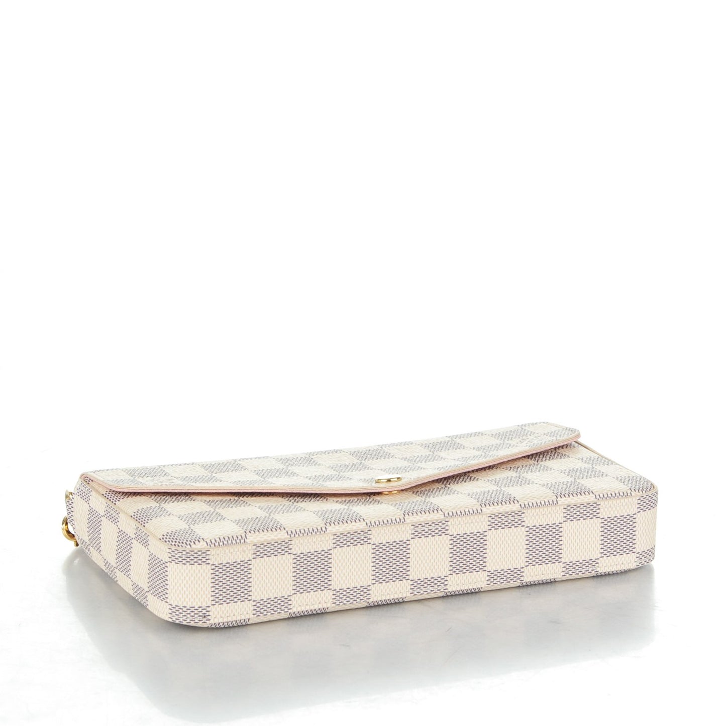 Damier Azur Pochette Felicie Chain Wallet Rose Ballerine