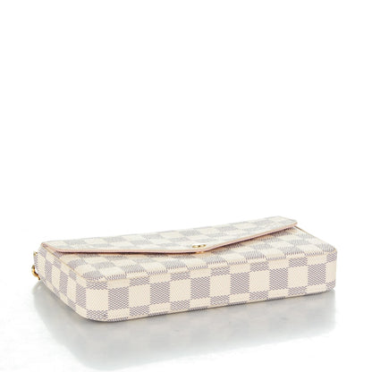 Louis Vuitton Damier Azur Pochette Felicie Chain Wallet Rose Ballerine 4 of 9