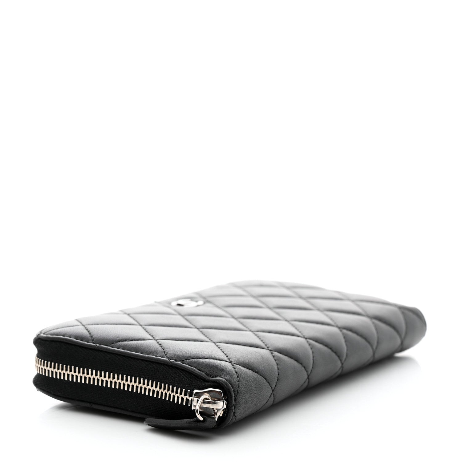 Chanel Lambskin Quilted Large Gusset Zip Around Wallet Black 4 of 8