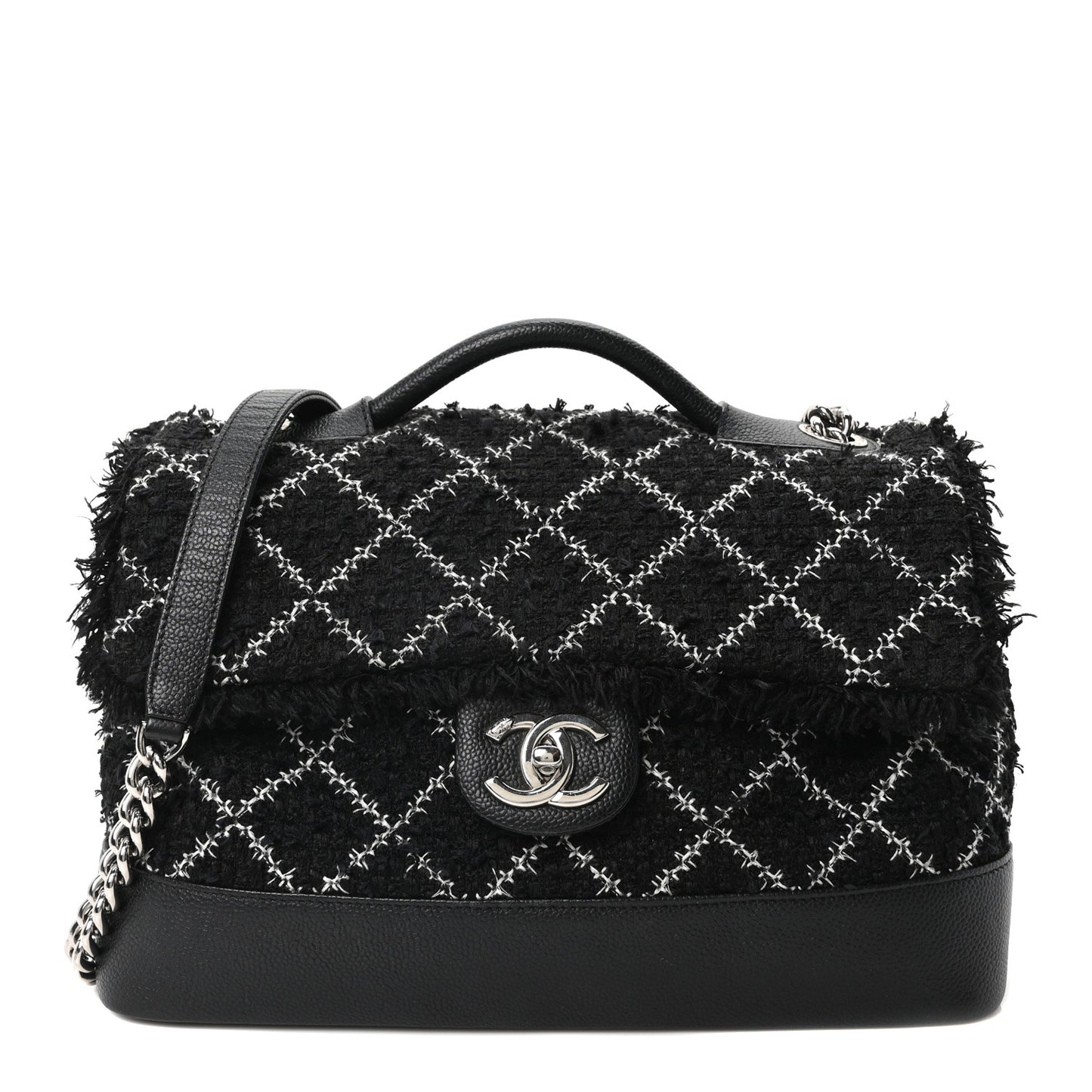Tweed Trip Top Handle Flap Black