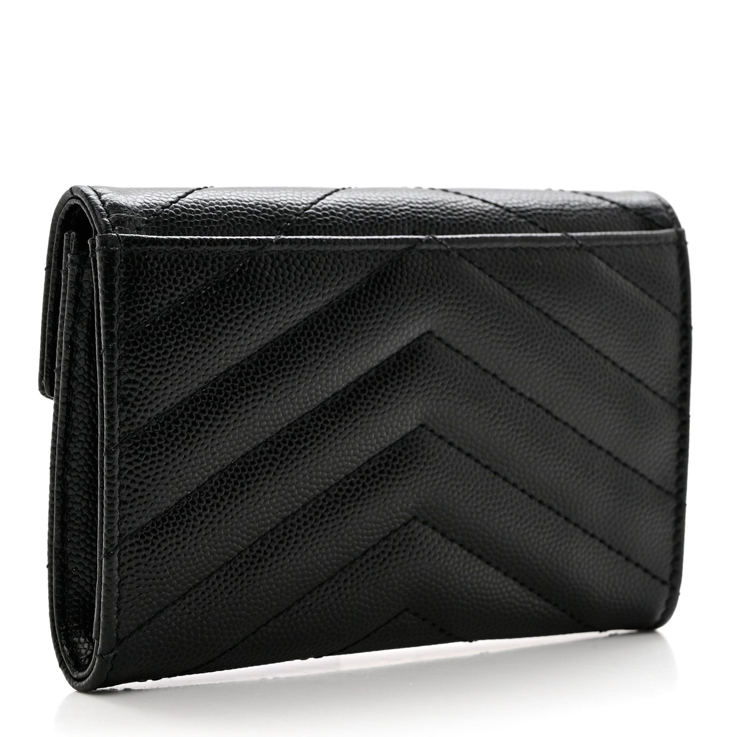 Grain De Poudre Matelasse Chevron Small Monogram Envelope Wallet Black