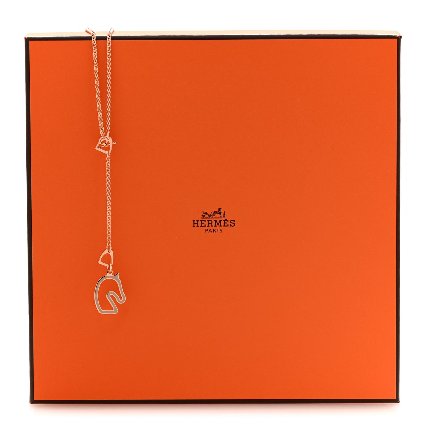 Lacquered Metal Small Tonnerre Necklace Marron Glace Rose Gold