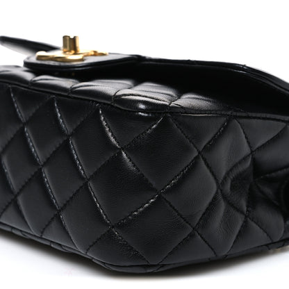 Chanel Lambskin Quilted Mini Chain Top Handle Rectangular Flap Black 10 of 10