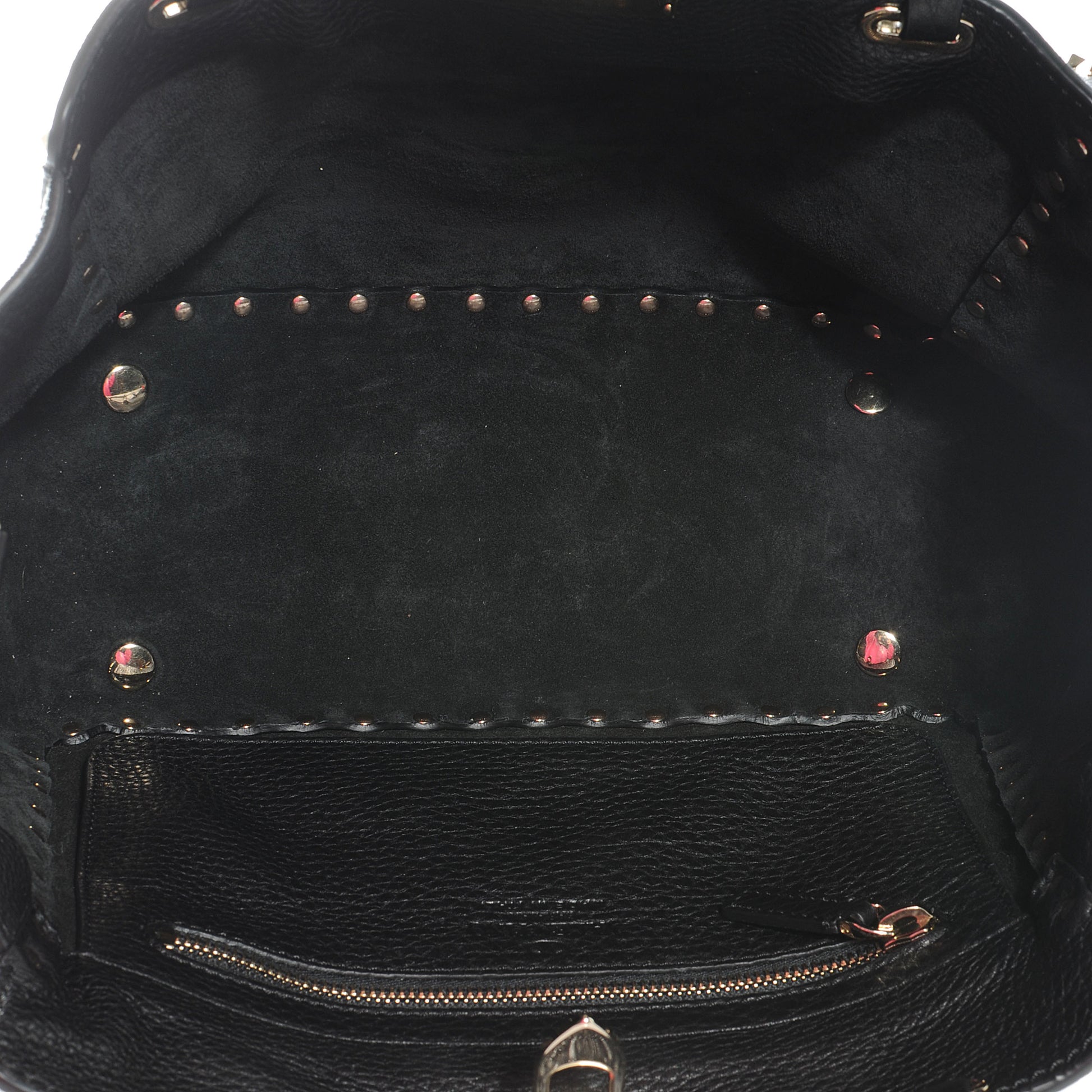 Valentino Garavani Grained Calfskin Small Rockstud Tote Black 5 of 8