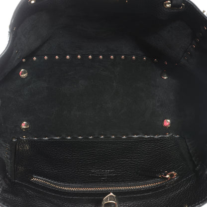 Valentino Garavani Grained Calfskin Small Rockstud Tote Black 5 of 8