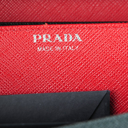Prada Saffiano Bi-Color Wallet On Chain Nero Black Fuoco 6 of 7