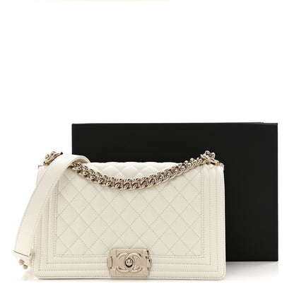 Chanel Caviar Quilted Medium Boy Flap White 12 of 12