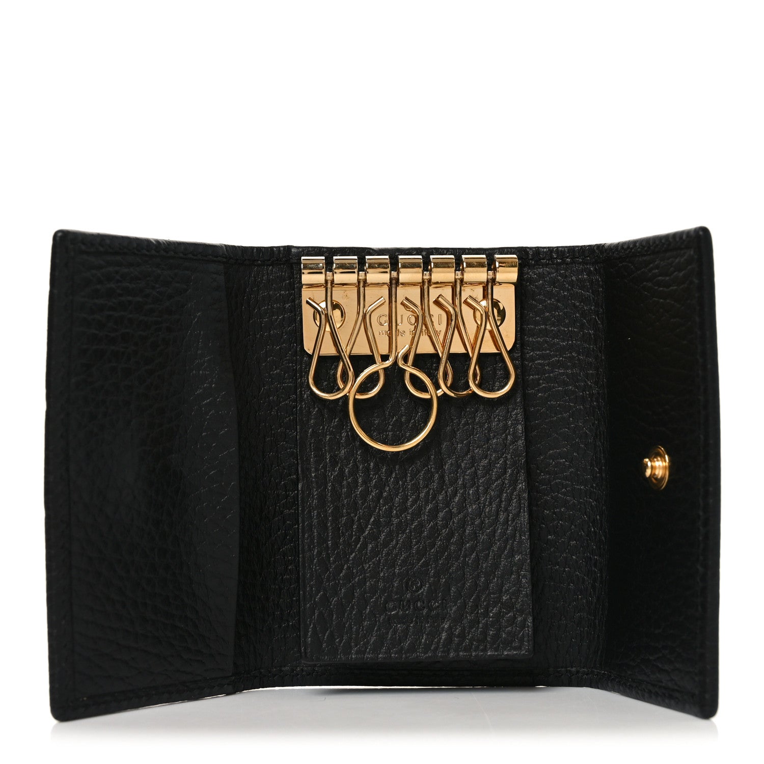 Gucci Pebbled Calfskin GG Marmont 6 Key Holder Black 5 of 8