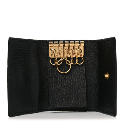 Gucci Pebbled Calfskin GG Marmont 6 Key Holder Black 5 of 8