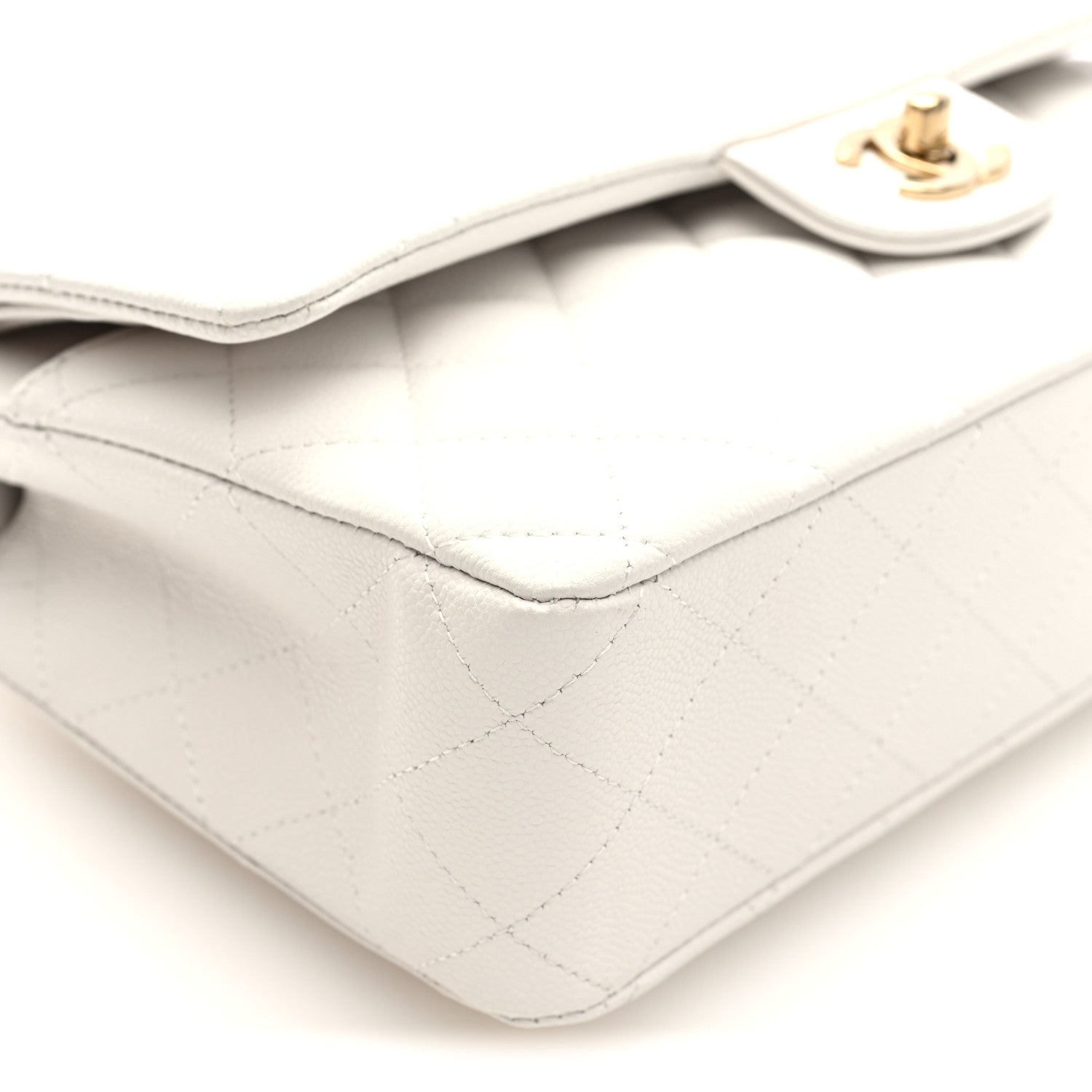 Chanel Caviar Quilted Medium Double Flap White 10 of 11