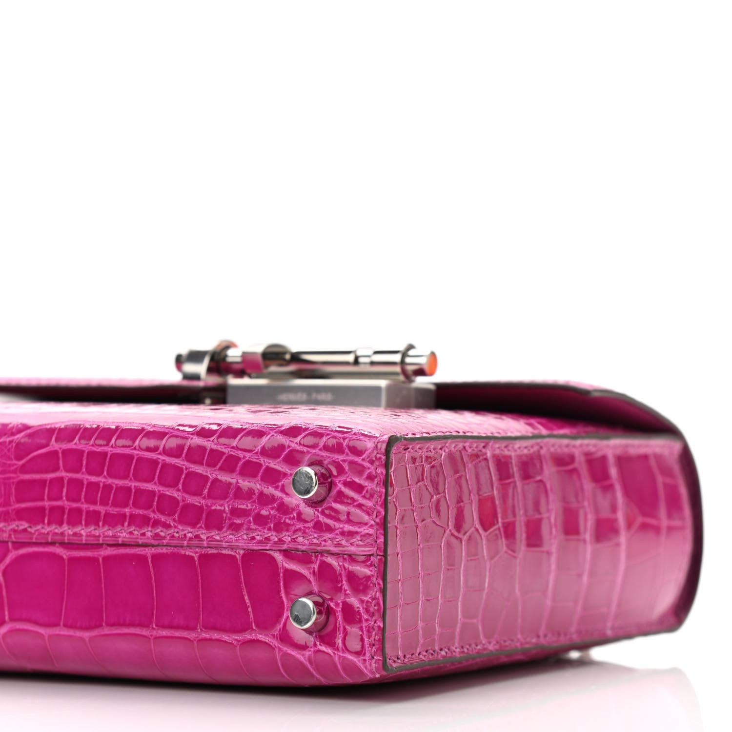 Hermes Shiny Alligator Mini Verrou Chaine Bag Rose Scheherazade 10 of 11