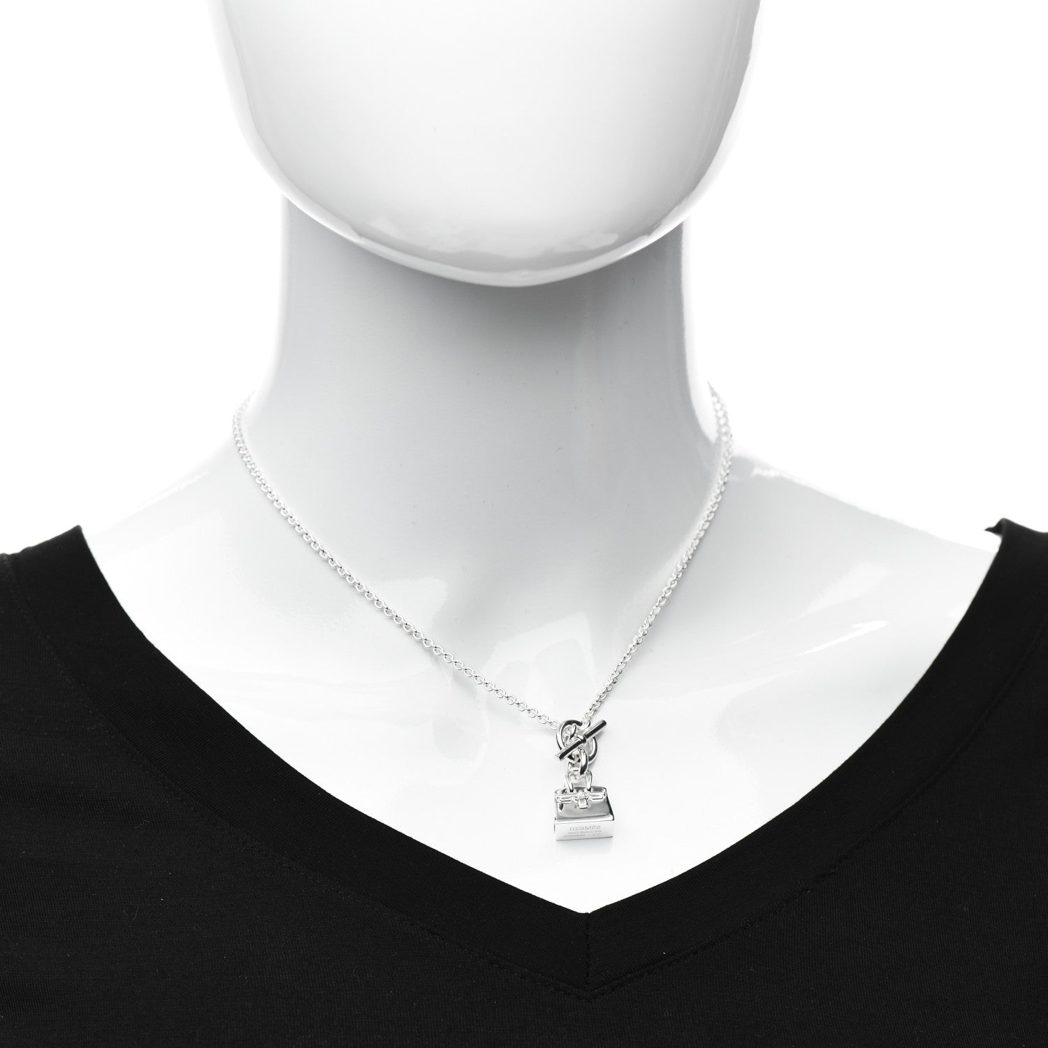 Hermes Sterling Silver Birkin Amulette Pendant Necklace 2 of 5