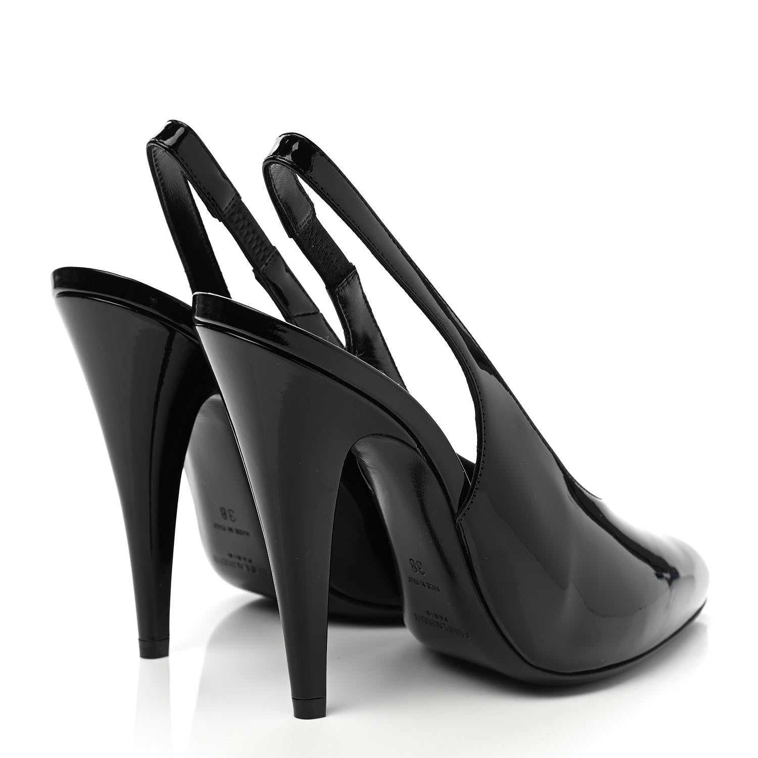 Saint Laurent Patent Venus 110 Slingback Pointed Pumps 38 Black 4 of 8