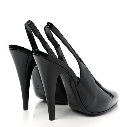 Saint Laurent Patent Venus 110 Slingback Pointed Pumps 38 Black 4 of 8