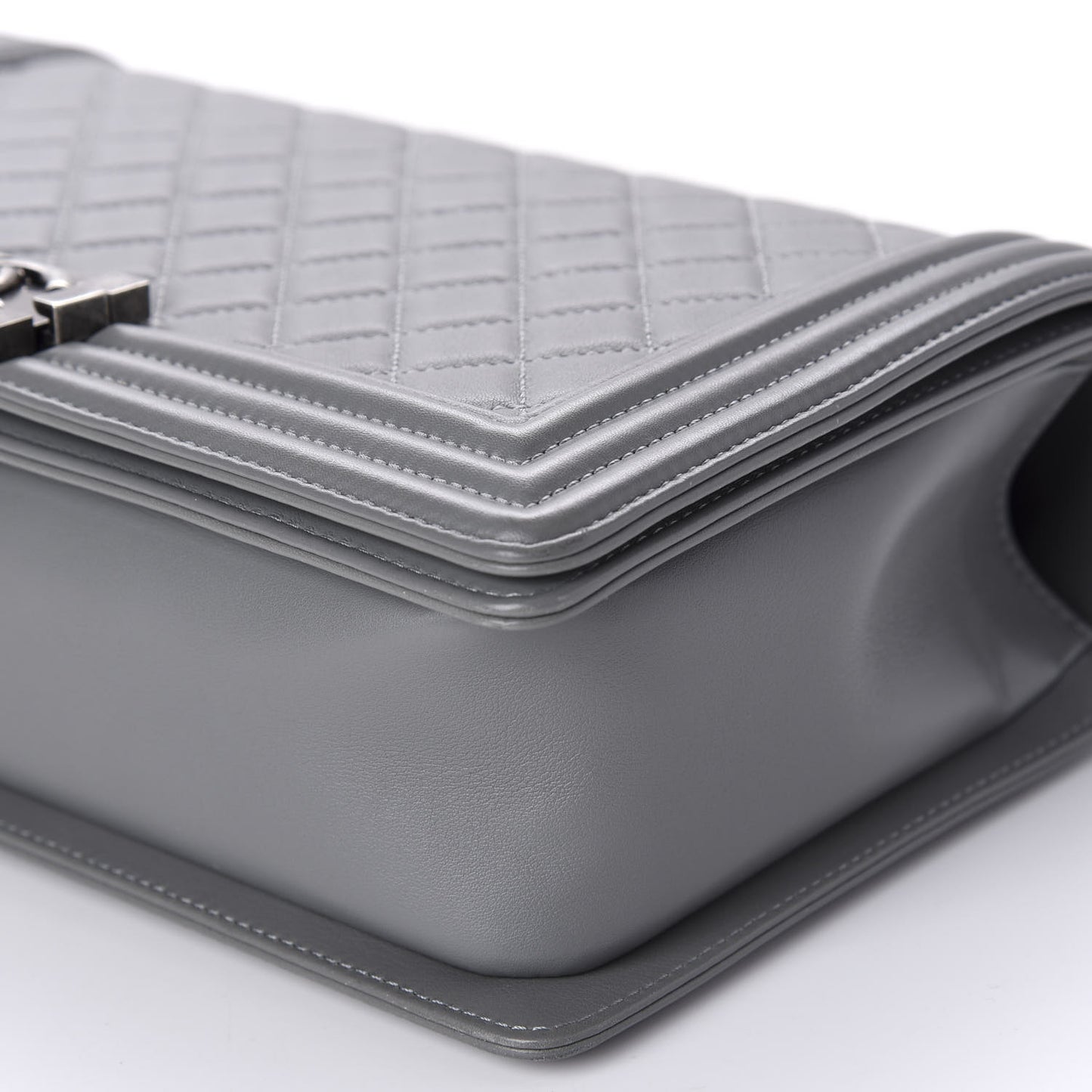 Calfskin Quilted New Medium Boy Flap Grey