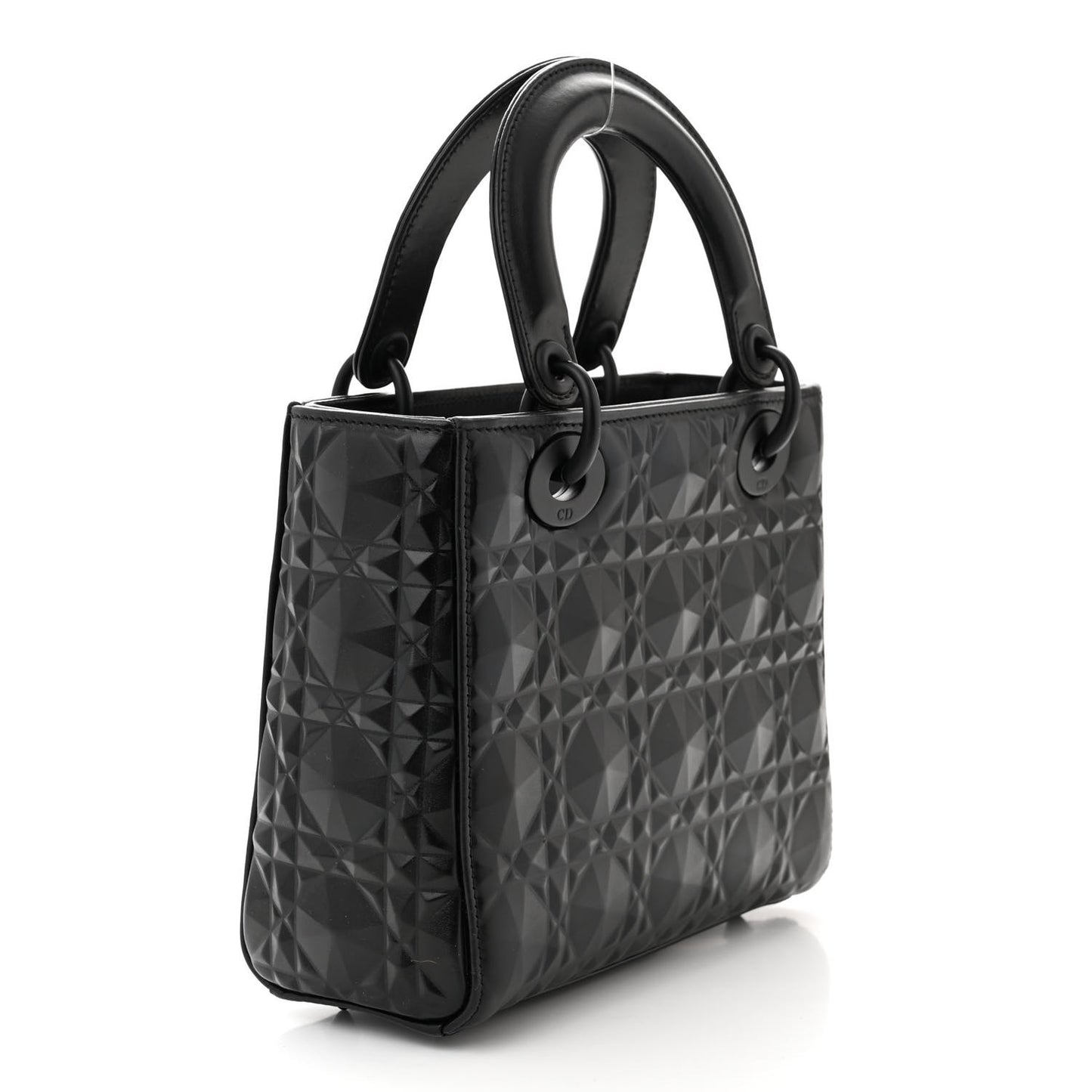 Calfskin Cannage Diamond Small Lady Dior Black