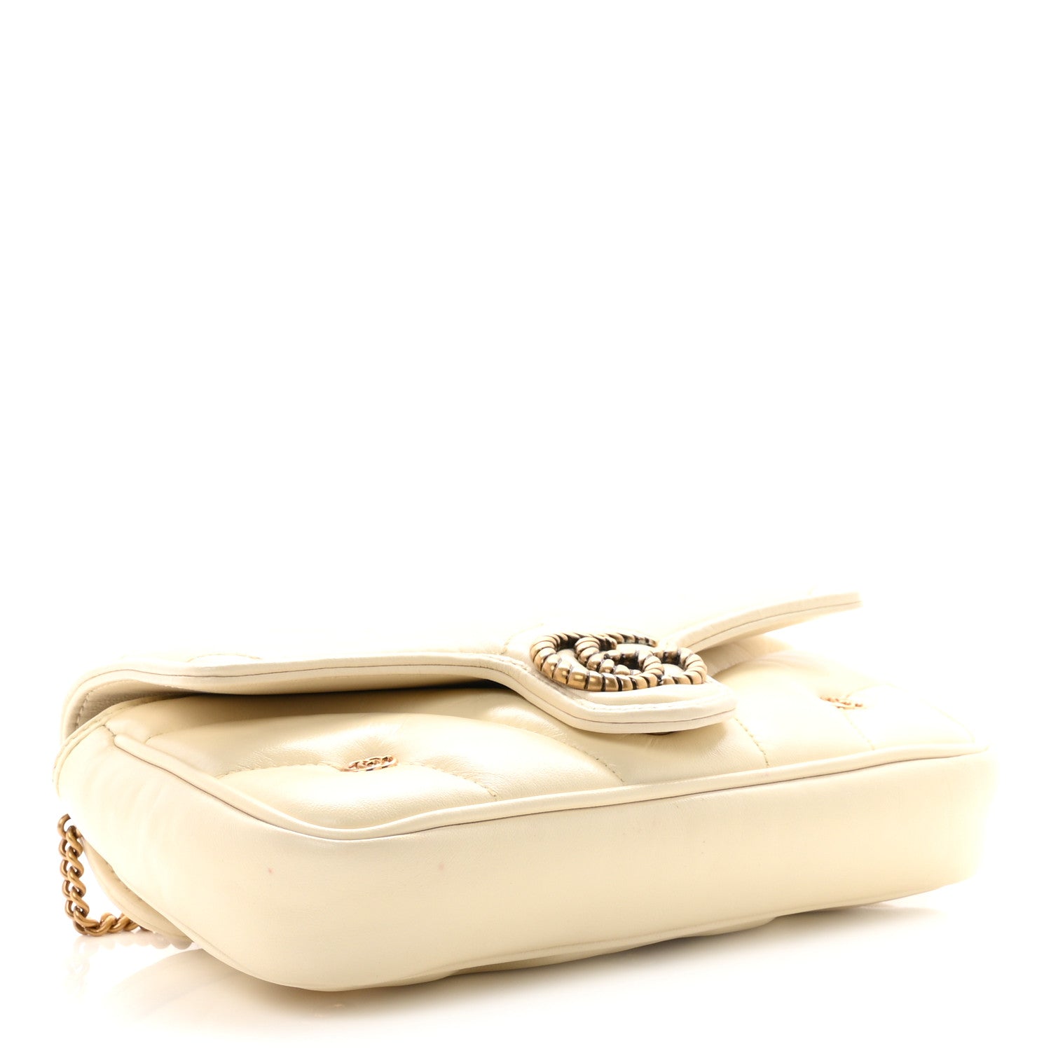 Gucci Calfskin Matelasse Double G Studs Mini Torchon GG Marmont Shoulder Bag White 5 of 11