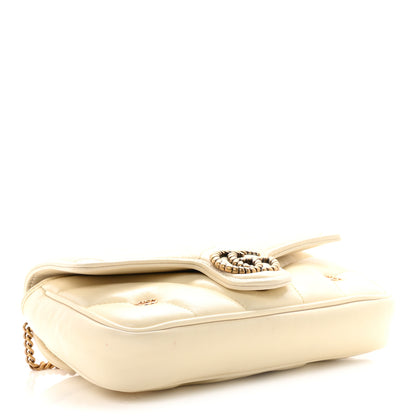 Gucci Calfskin Matelasse Double G Studs Mini Torchon GG Marmont Shoulder Bag White 5 of 11
