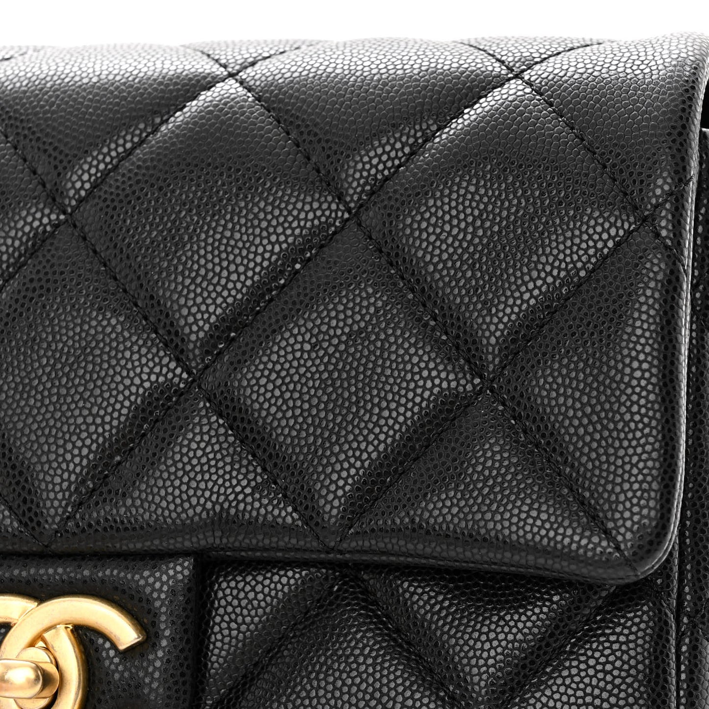 Caviar Quilted Small Twist Your Buttons Flap Black