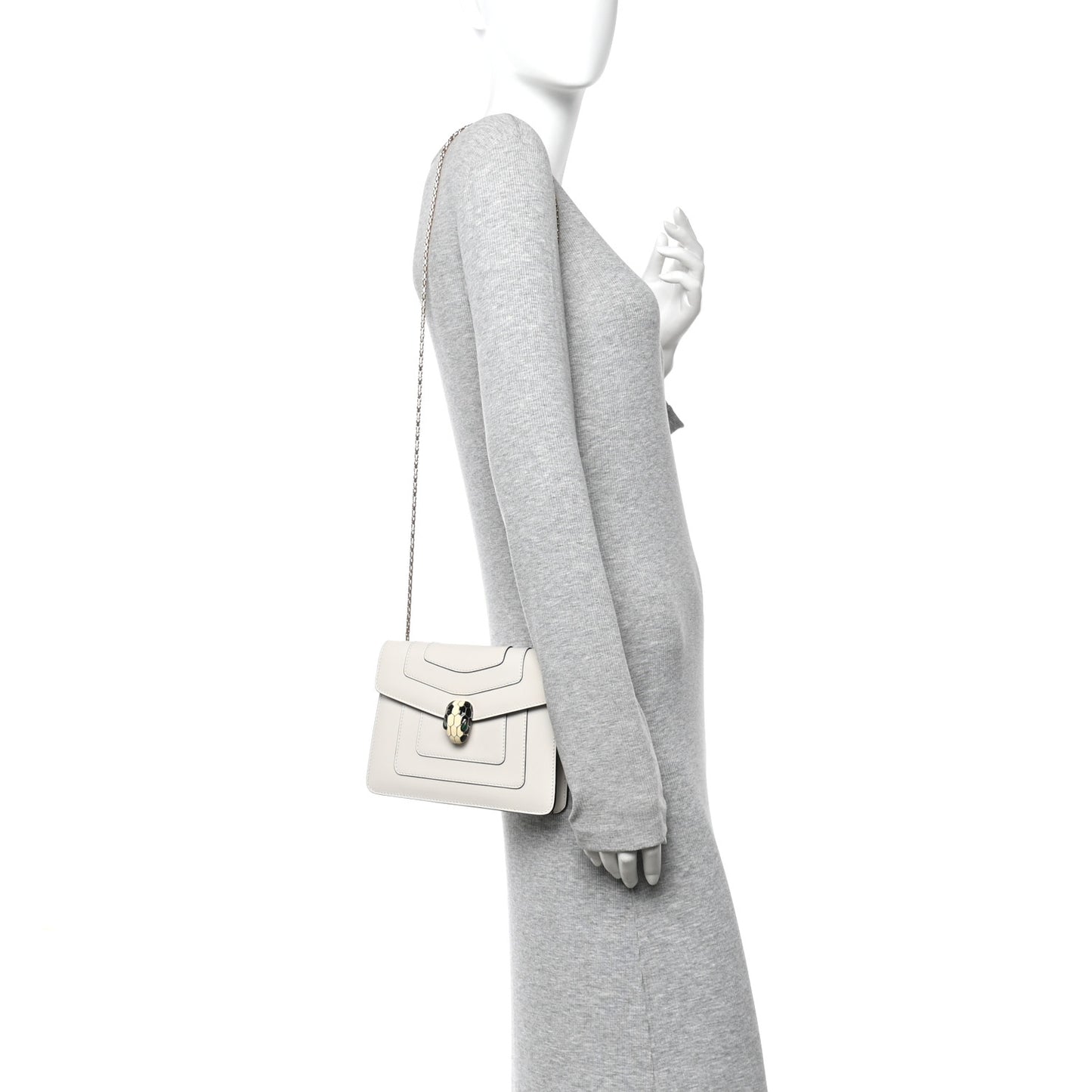 Calfskin Small Serpenti Forever Crossbody Bag White Agate