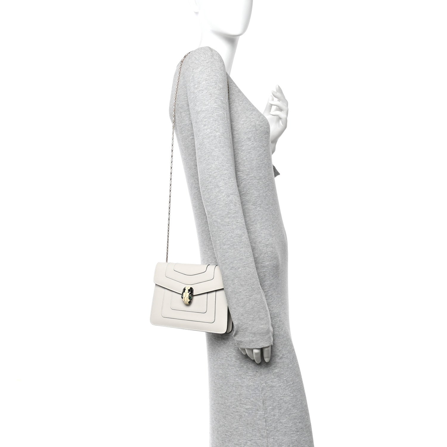 Bulgari Calfskin Small Serpenti Forever Crossbody Bag White Agate 2 of 10