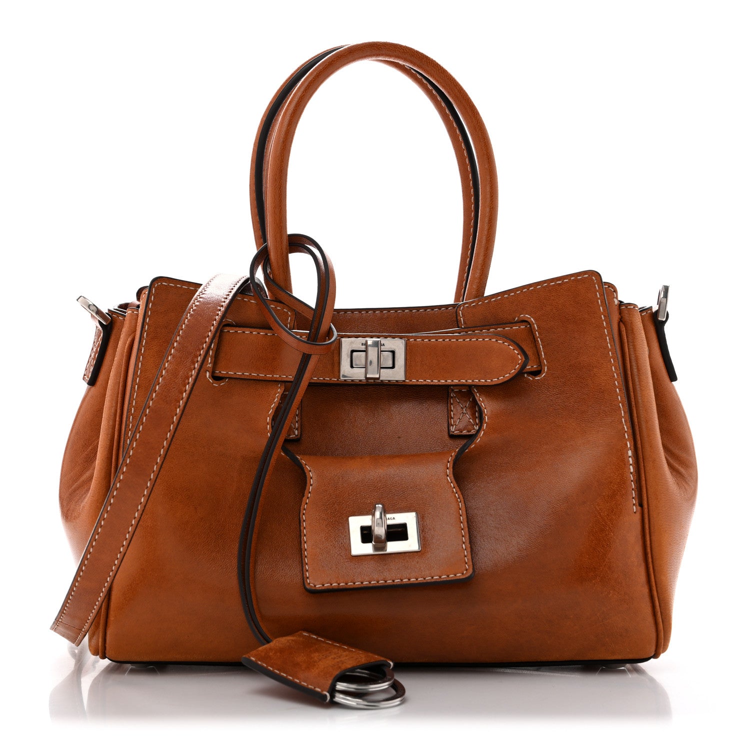 Balenciaga Vegetable Tanned Lambskin Mini Bel Air Carry All Bag Tan Cowboy 1 of 12