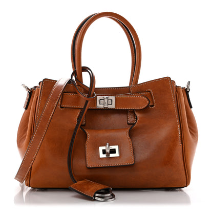 Balenciaga Vegetable Tanned Lambskin Mini Bel Air Carry All Bag Tan Cowboy 1 of 12