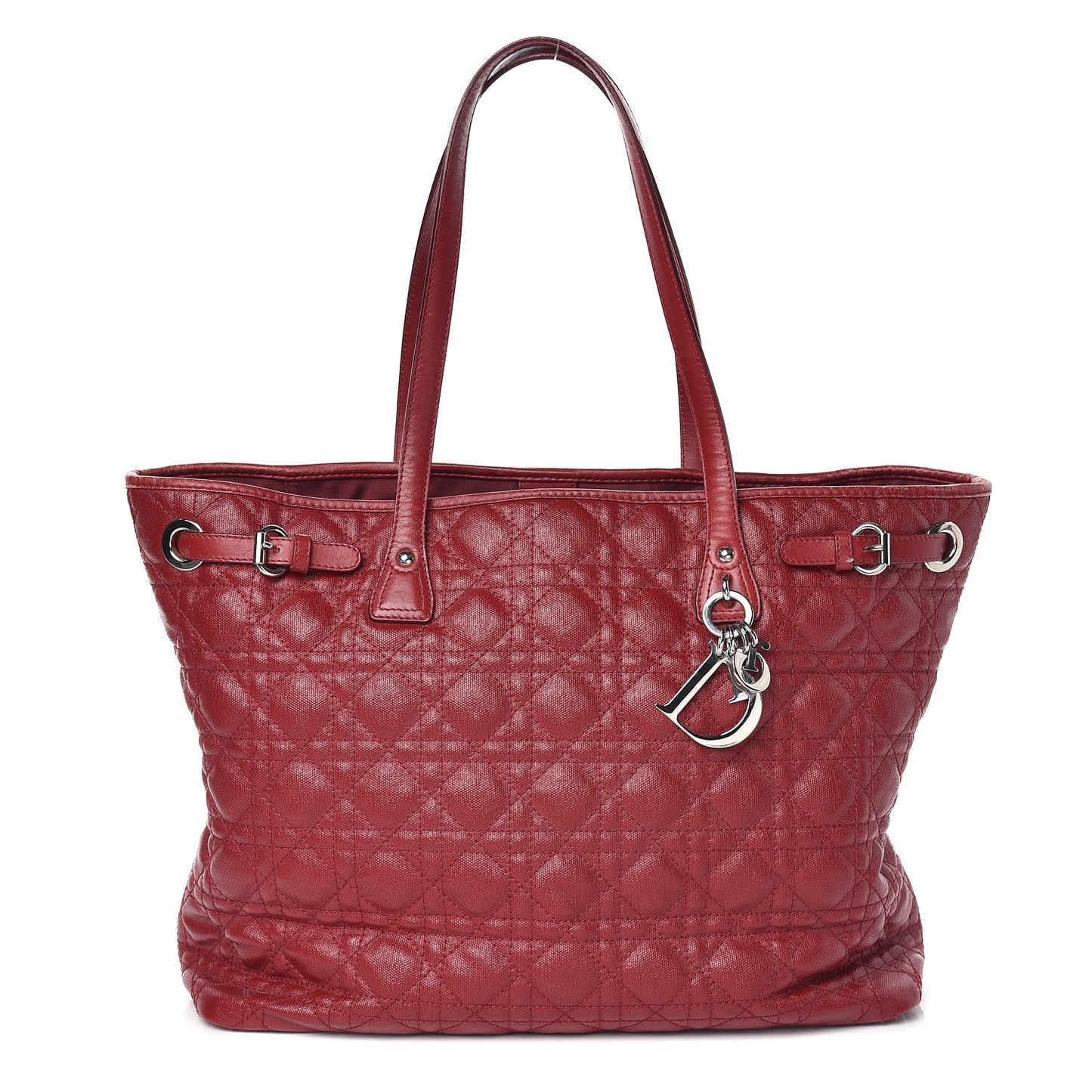 Coated Canvas Cannage Medium Panarea Tote Red