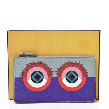Fendi Vitello Elite Studded Hypnoteyes Zip Pouch Polvere Multicolor 8 of 8
