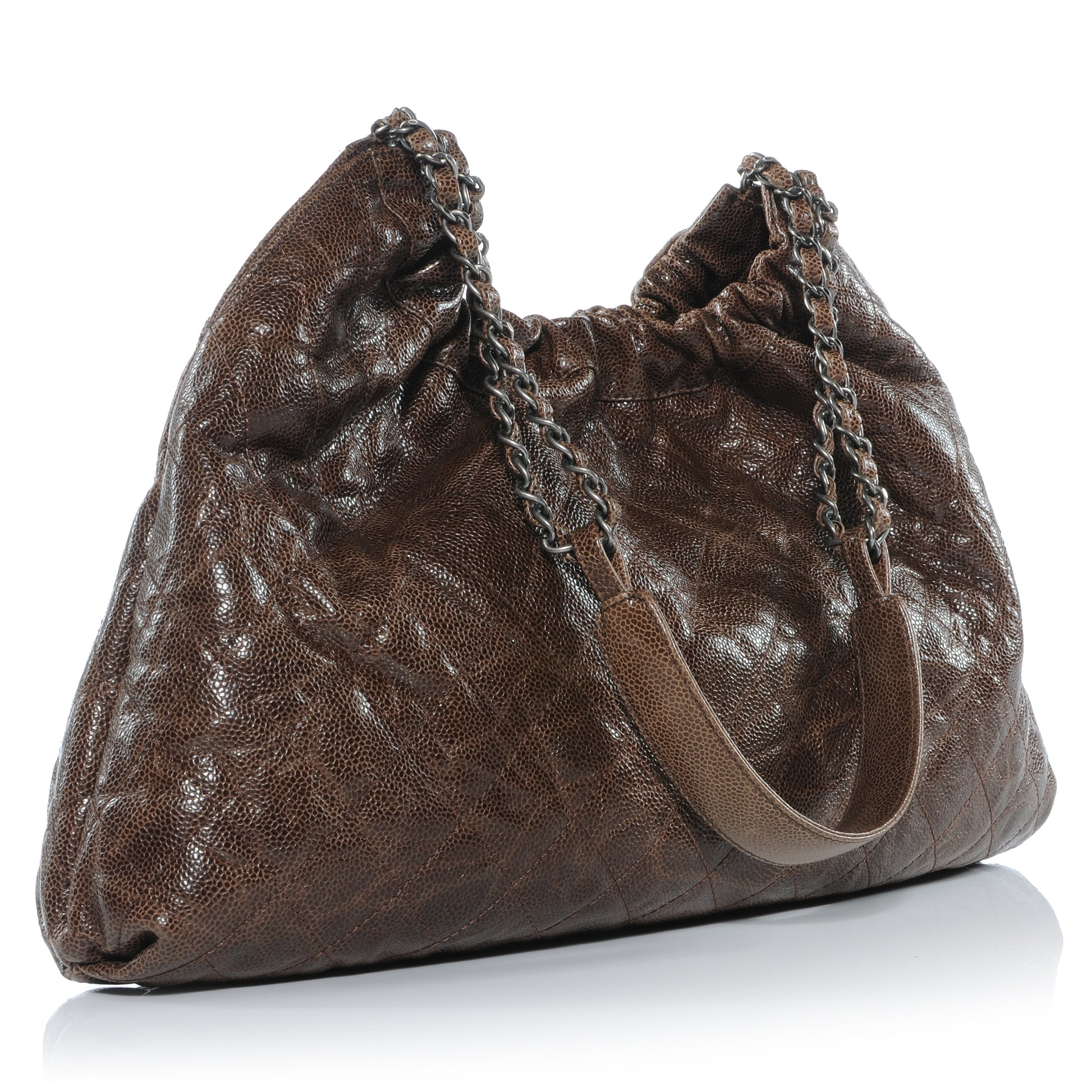 Chanel Caviar Elastic Shopper Tote Brown 3 of 9