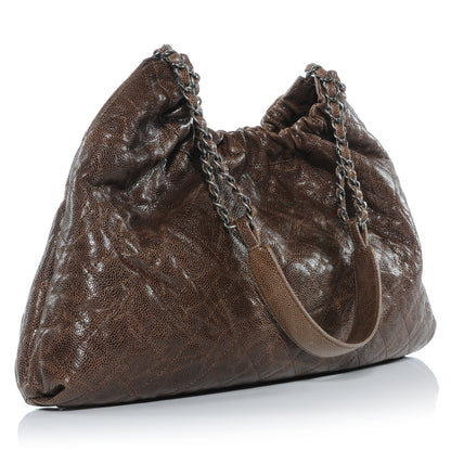 Chanel Caviar Elastic Shopper Tote Brown 3 of 9