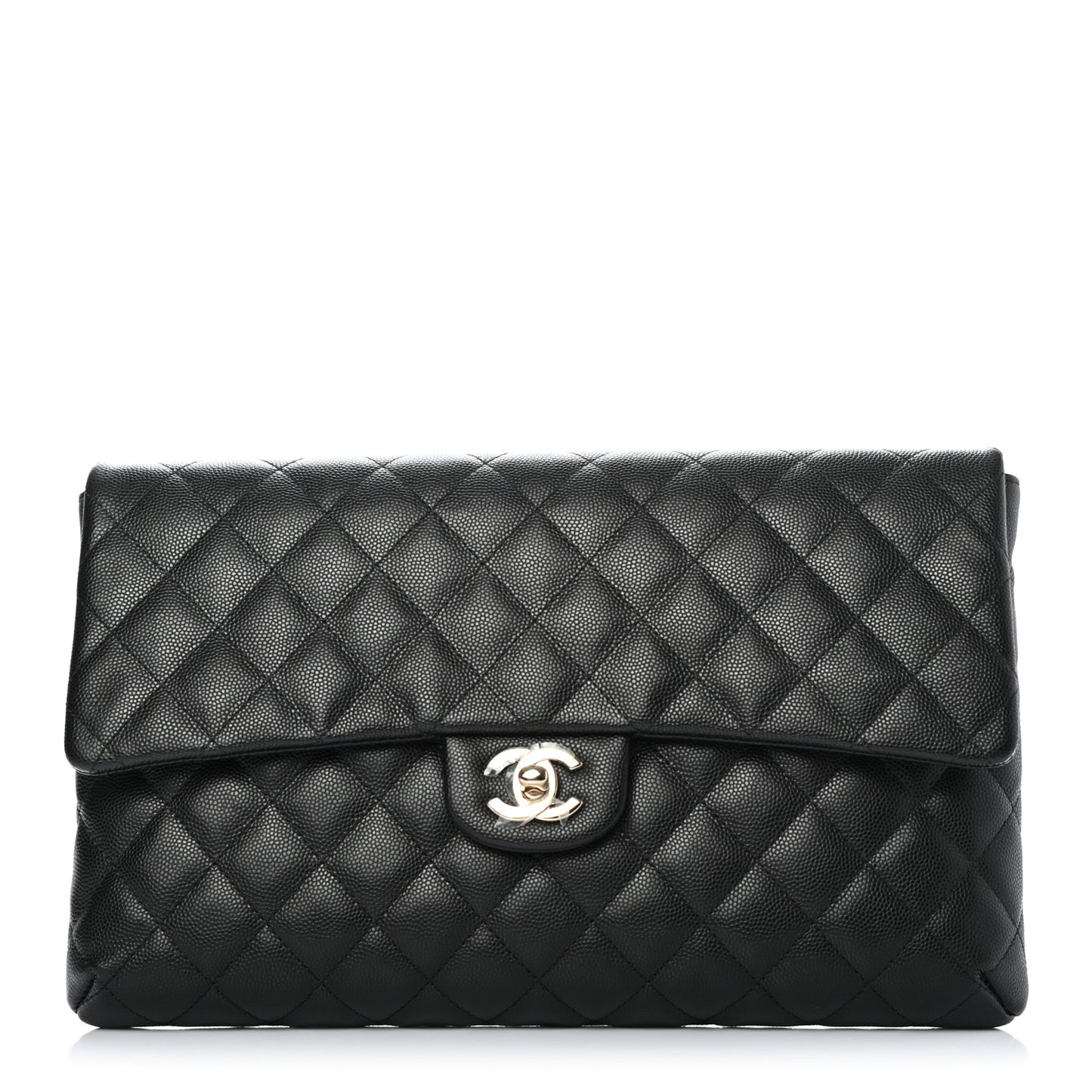 Caviar Quilted Flap Clutch Black