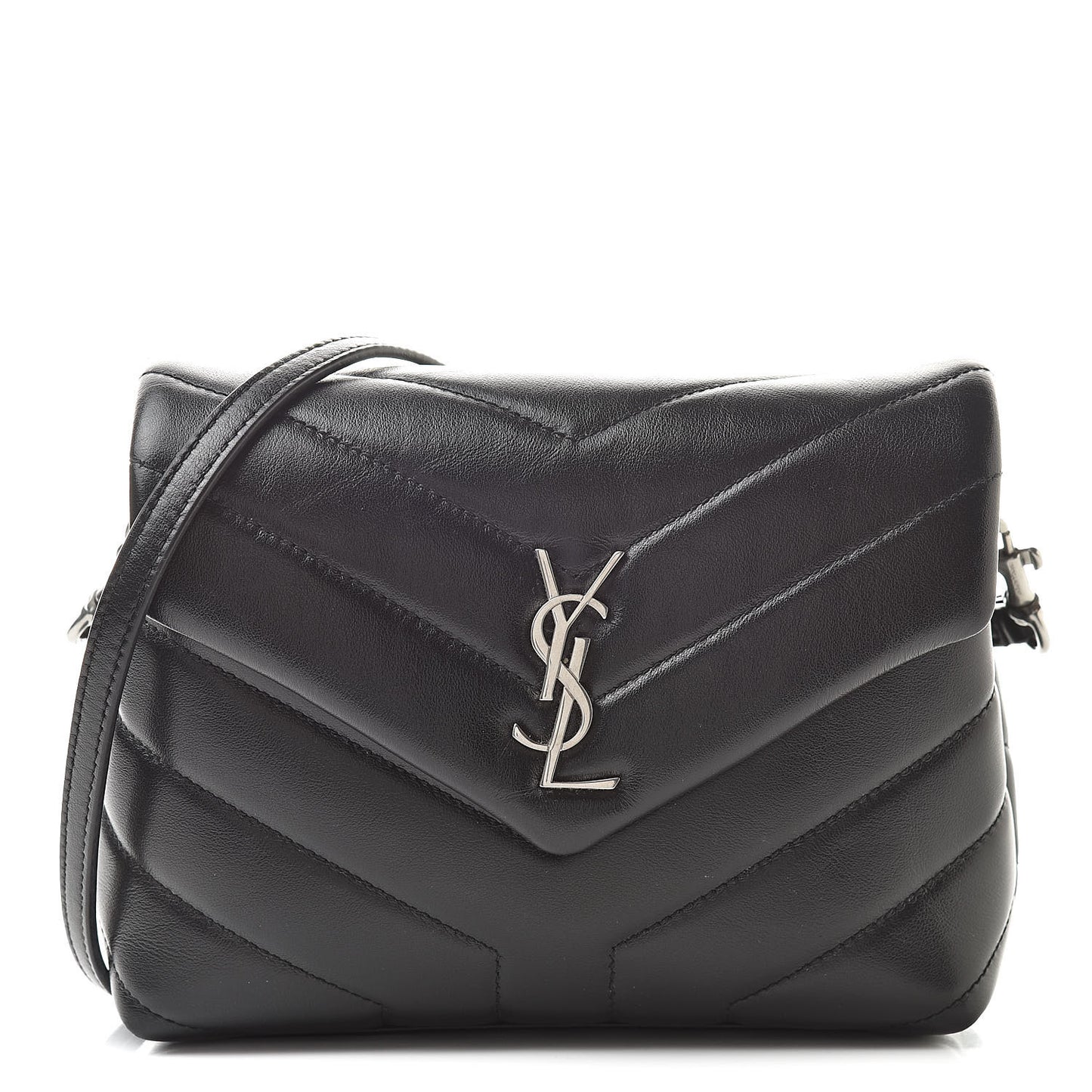 Calfskin Y Quilted Monogram Toy Loulou Crossbody Bag Black