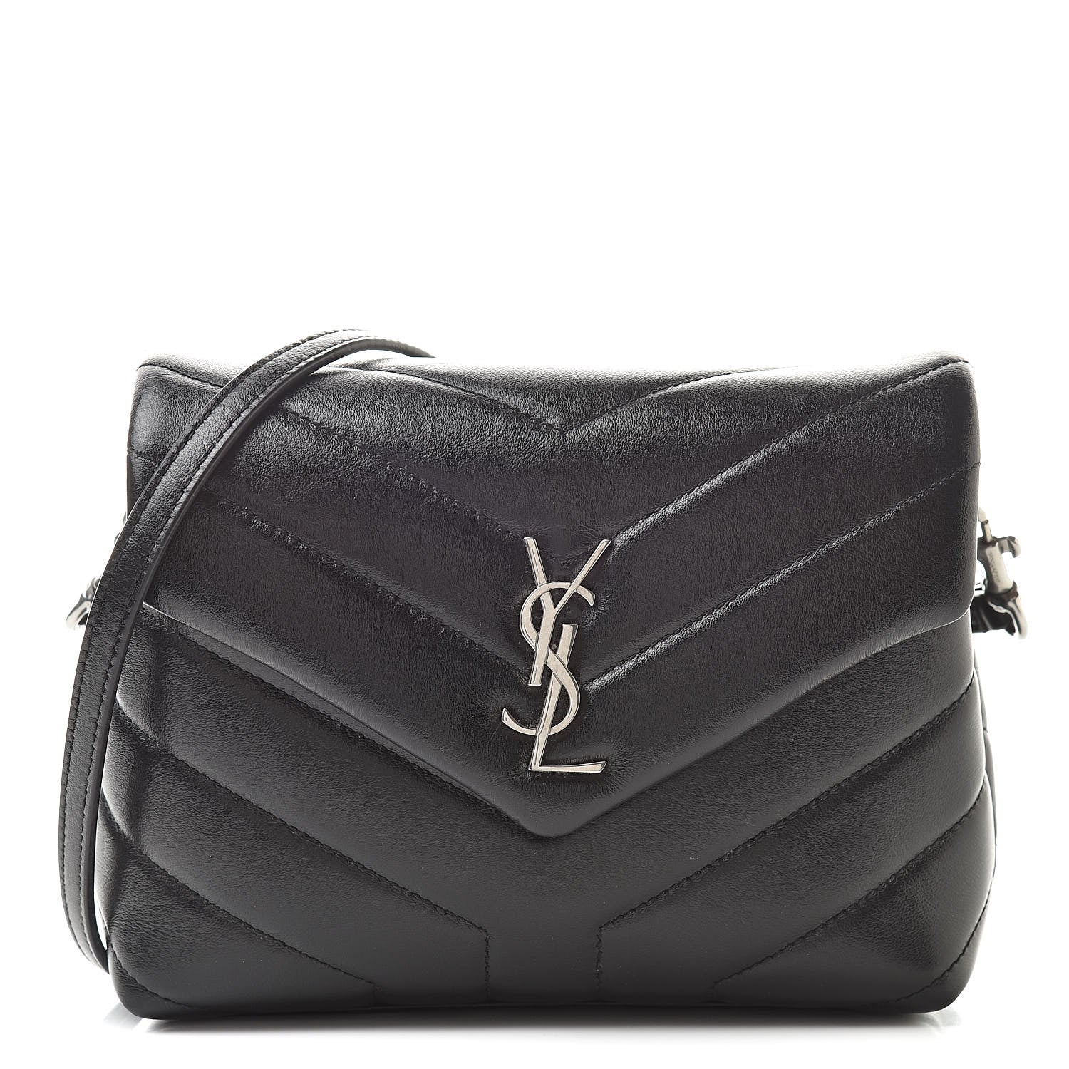 Saint Laurent Calfskin Y Quilted Monogram Toy Loulou Crossbody Bag Black 1 of 13