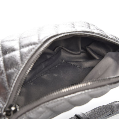 Chanel Metallic Goatskin Quilted Banane Waist Bag Fanny Pack Silver 5 of 9