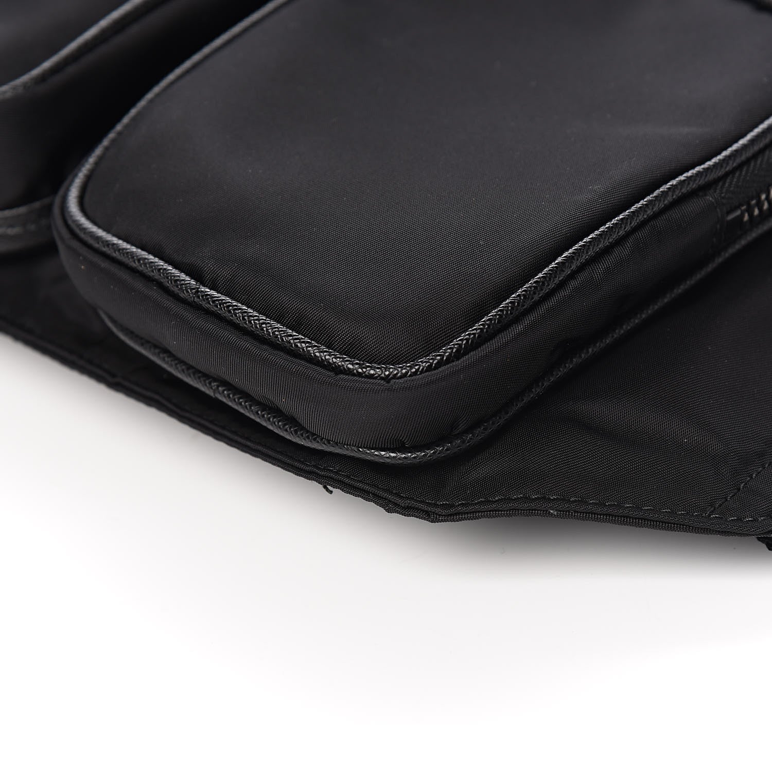 Prada Tessuto Nylon Saffiano Marsupio Triple Pocket Belt Bag Black 11 of 12