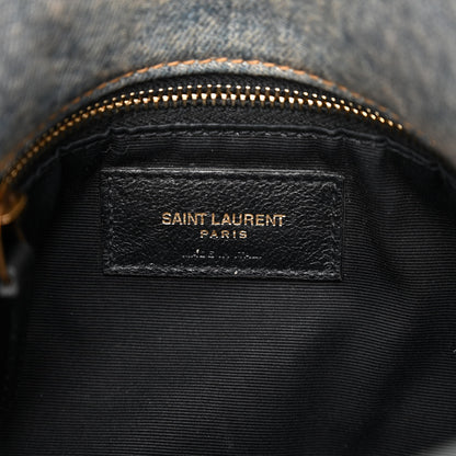 Saint Laurent Denim Quilted Small Loulou Puffer Monogram Chain Satchel Blue Cinnamon 6 of 11